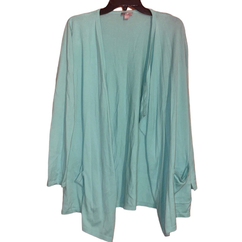 •J.JILL•MINT OPEN FRONT LIGHTWEIGHT 3/4SLEEVE KNIT SWEATER CARDIGAN SIZE MEDIUM.